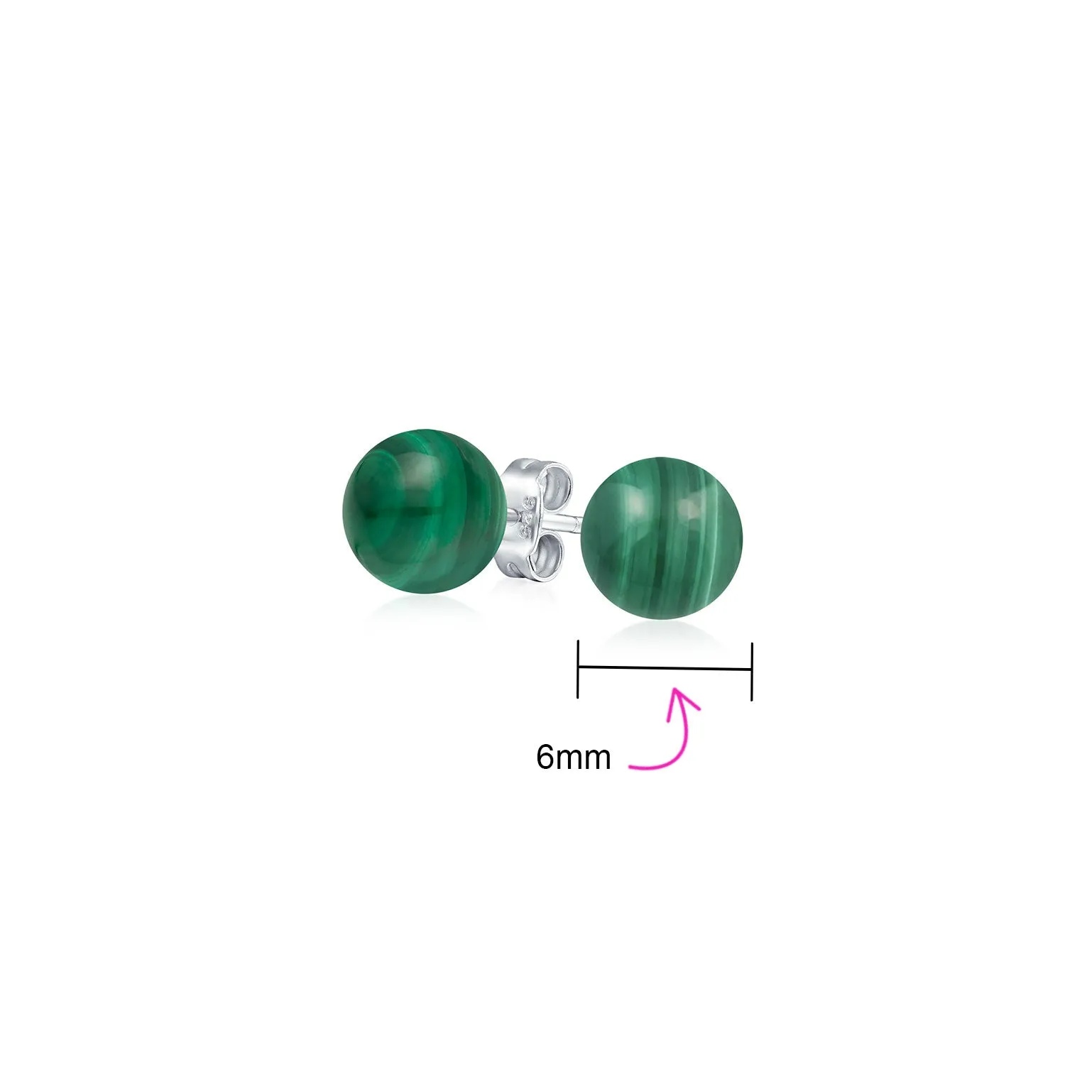 Classic Gemstone Ball Stud Earrings .925 Sterling Silver Birthstone Color Option