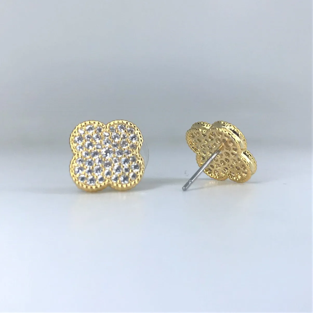 Connie Clover Gold Stud Earrings