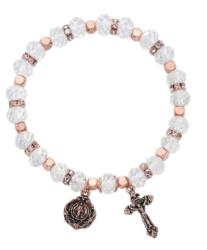 COPPER CRYSTAL ROSARY STRETCH BRACELET-BR892C