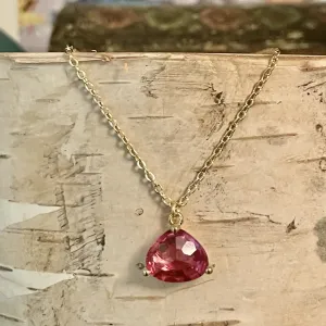 Crystal Drop Necklace-Garnet/Gold