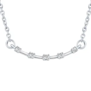 Curved Sideways Bar 1/20 Cttw Natural Diamond Pendant Necklace set in 925 Sterling Silver