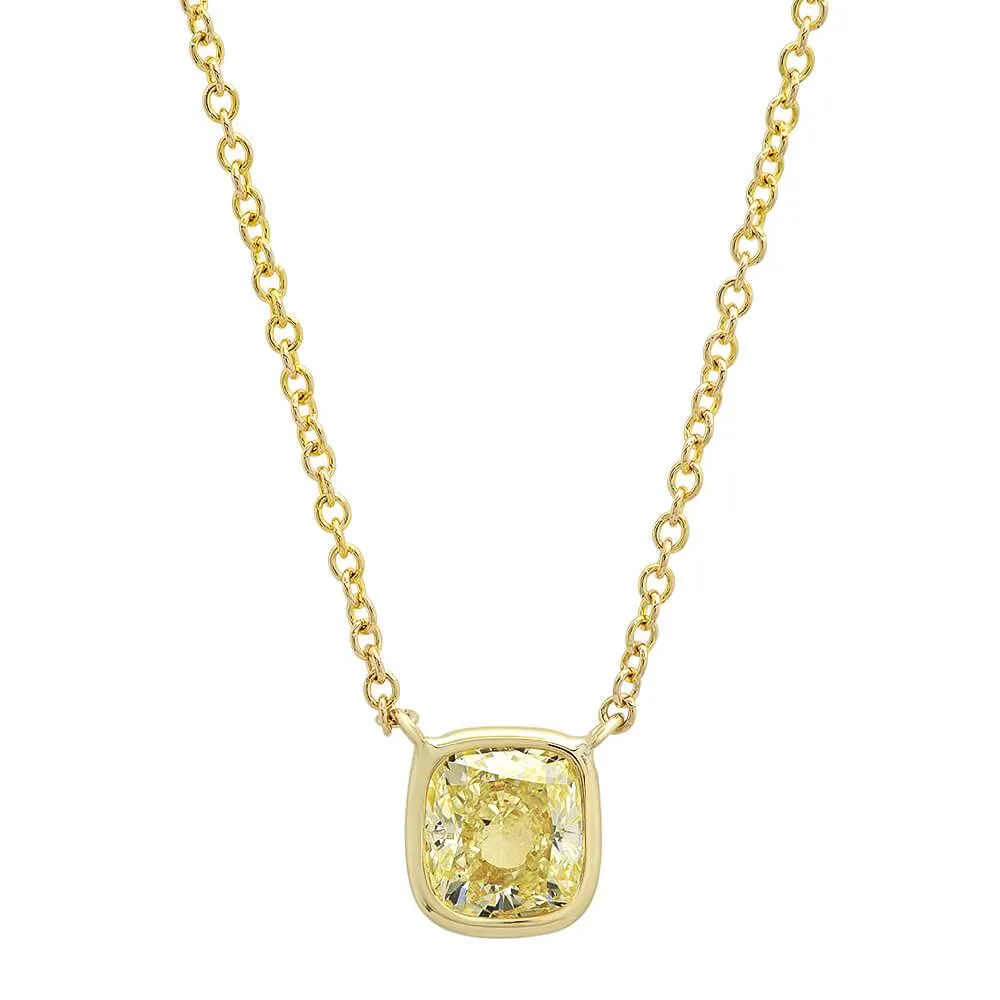 Cushion Yellow Diamond Pendant in 14kt Yellow Gold