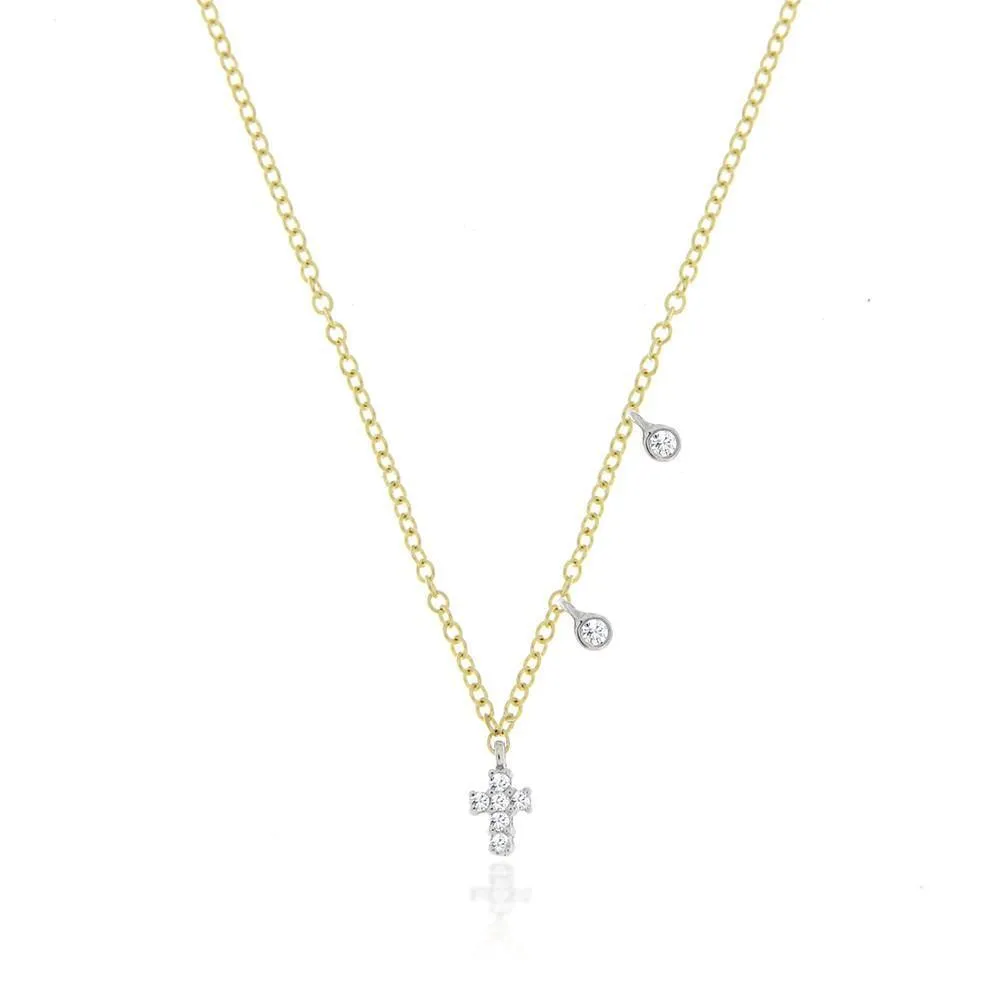 Dainty Cross Diamond Necklace - BJ1N9354