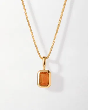 Deco Citrine November Birthstone Necklace