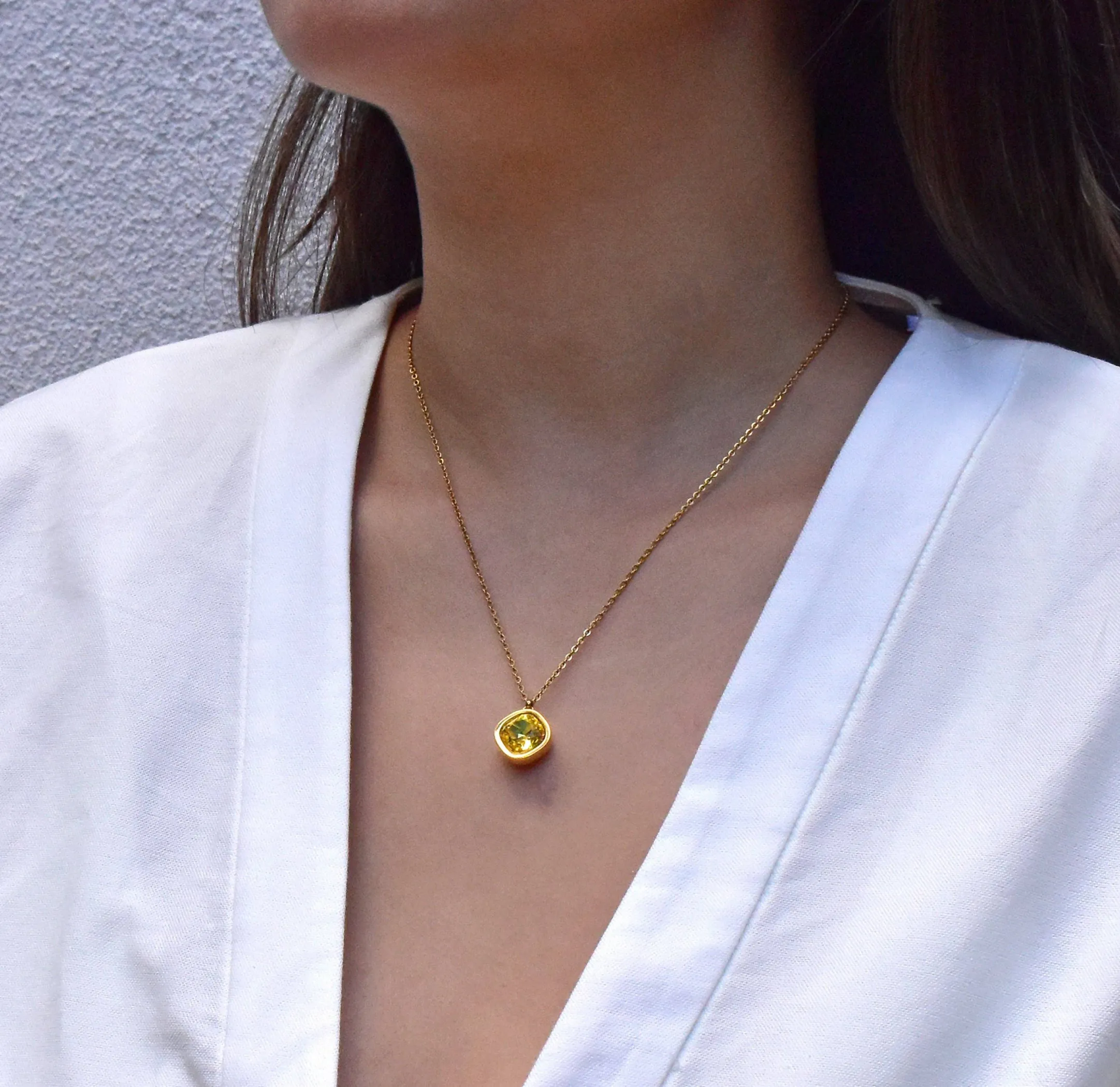 DESIREE CITRINE BIRTHSTONE PENDANT NECKLACE- NOVEMBER