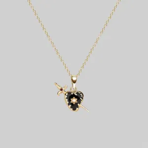 DEVOTION. Black Heart & Sword Gold Necklace