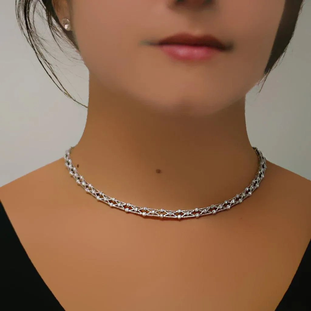 Diamond Collar Necklace 14K White Gold