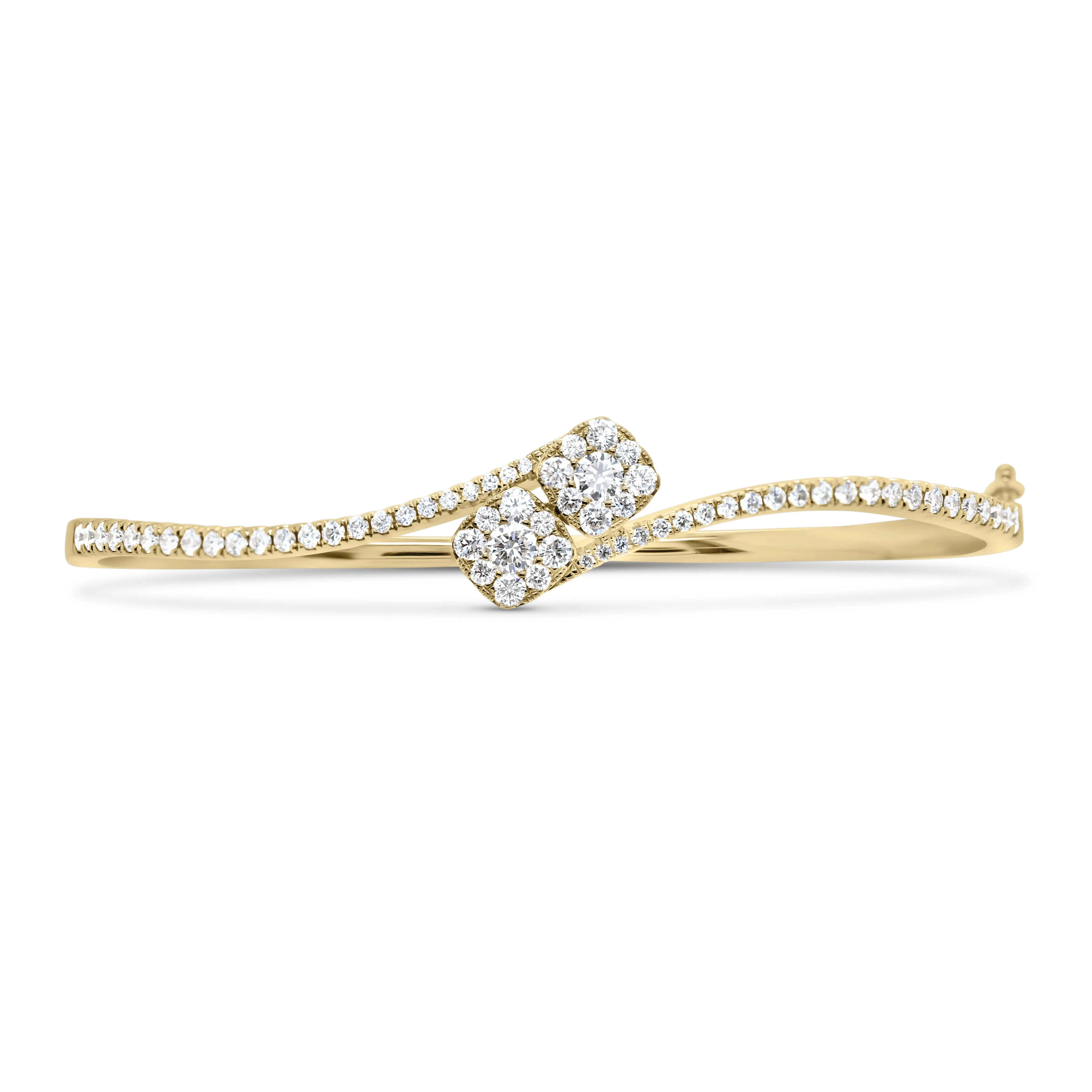 Diamond Cushion Bypass Bangle Bracelet