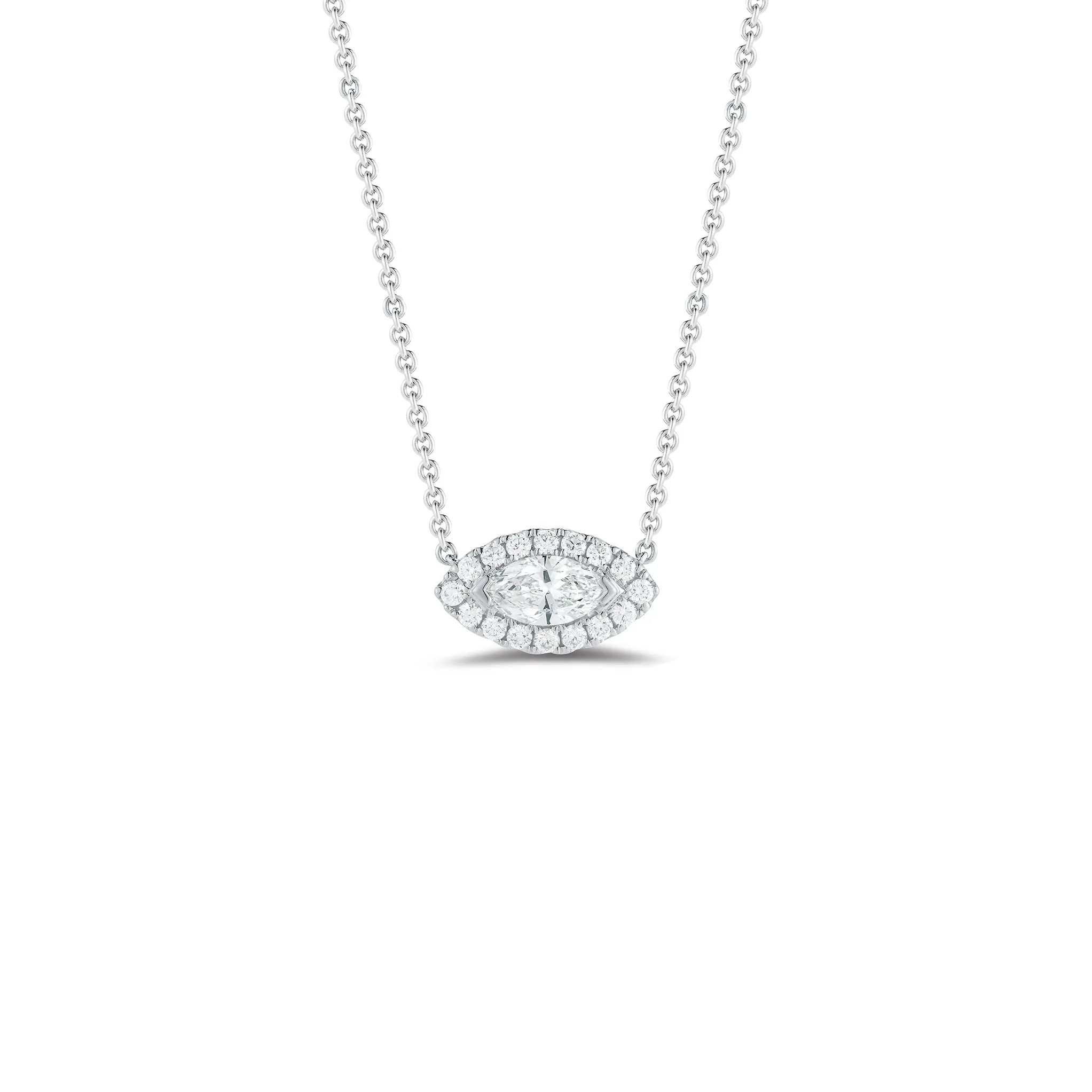 Diamond Halo Necklace for Marquise Solitaire