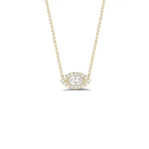 Diamond Halo Necklace for Marquise Solitaire