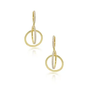 Diamond Interlinking Circles Dangle Earrings