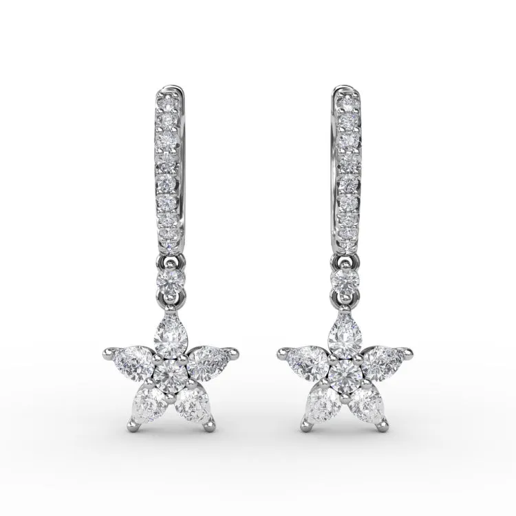 Diamond Star Drop Earrings