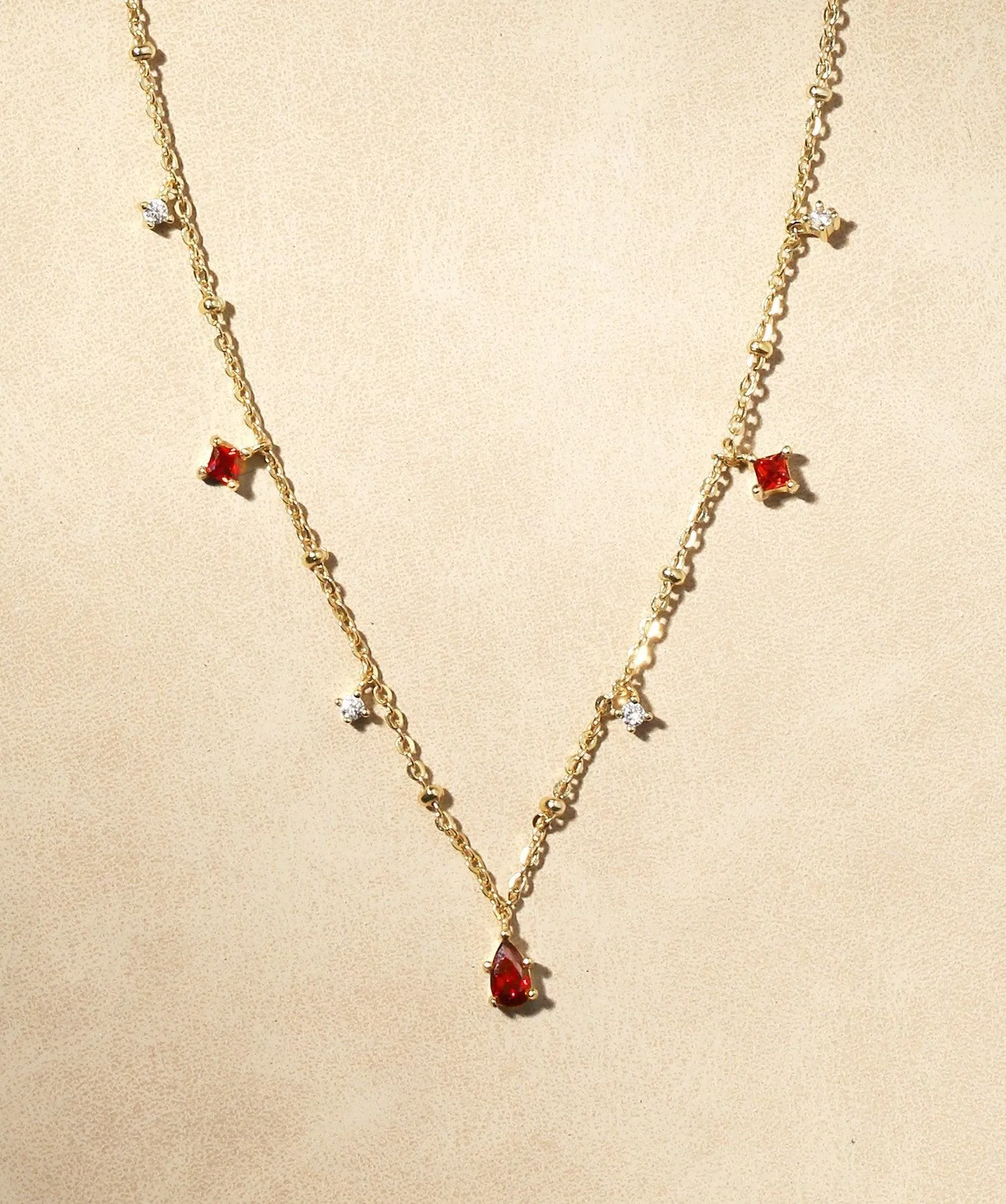 Elysee Necklace in Garnet Red