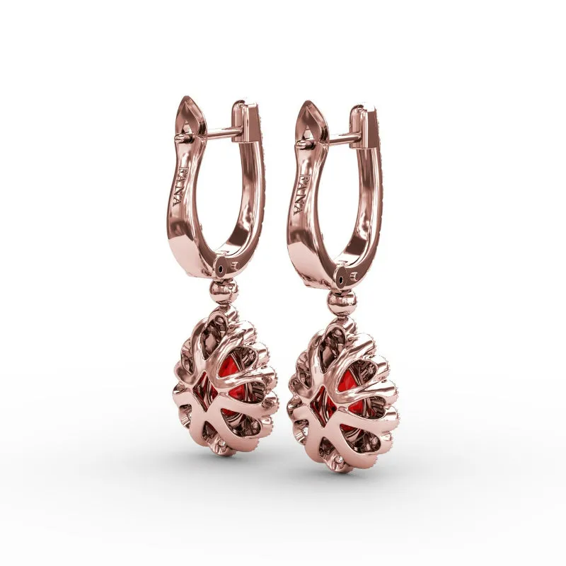 Fana Pear-Shaped Ruby and Diamond Earrings