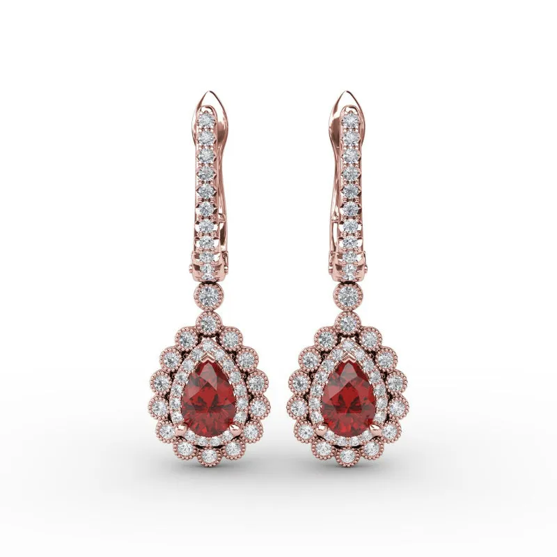 Fana Pear-Shaped Ruby and Diamond Earrings