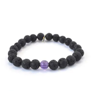 February Birthstone Crystal Bracelet | 8mm Amethyst   Lava