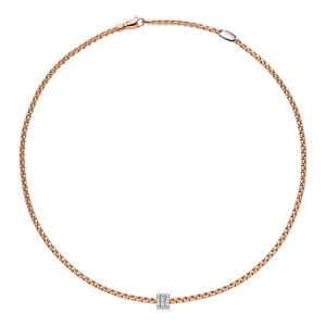 Fope 18K Rose Gold Eka Collection Diamond Necklace with White Gold Diamond Rondel in 17 inch