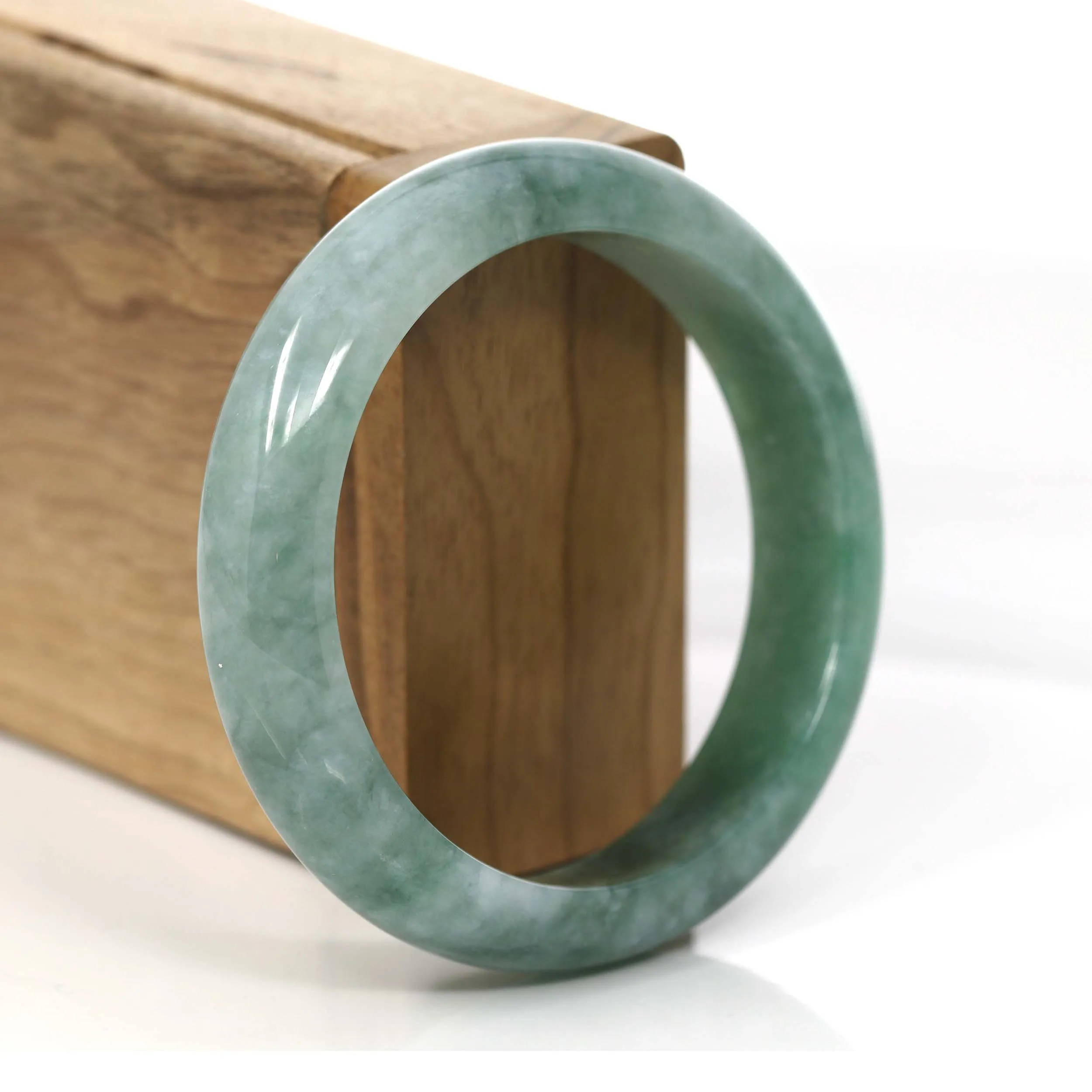 Forest Green Classic Real Jadeite Jade Bangle Bracelet (57.34 mm) #655