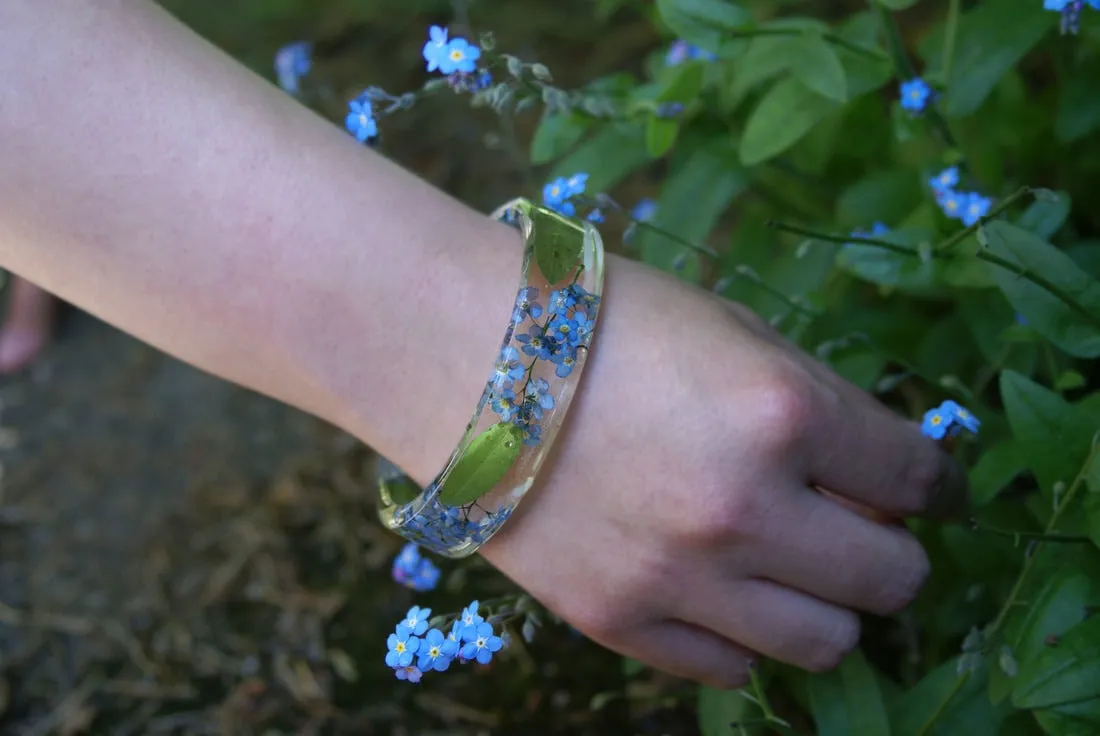 Forget Me Not Flowers Resin Bracelet