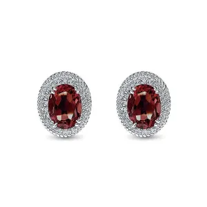 Gabriel & Co. 14k White Gold Garnet and Diamond Earrings