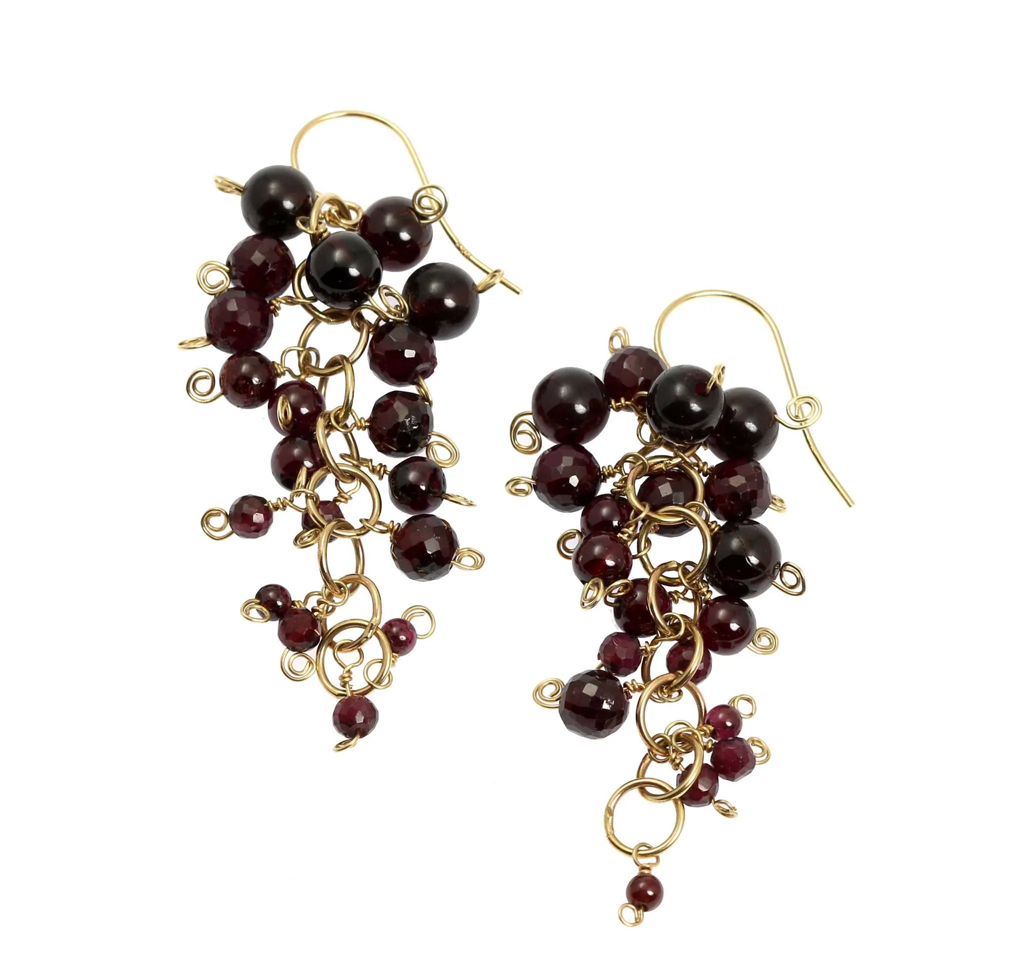 Garnet 14K Gold Chain Maille Earrings