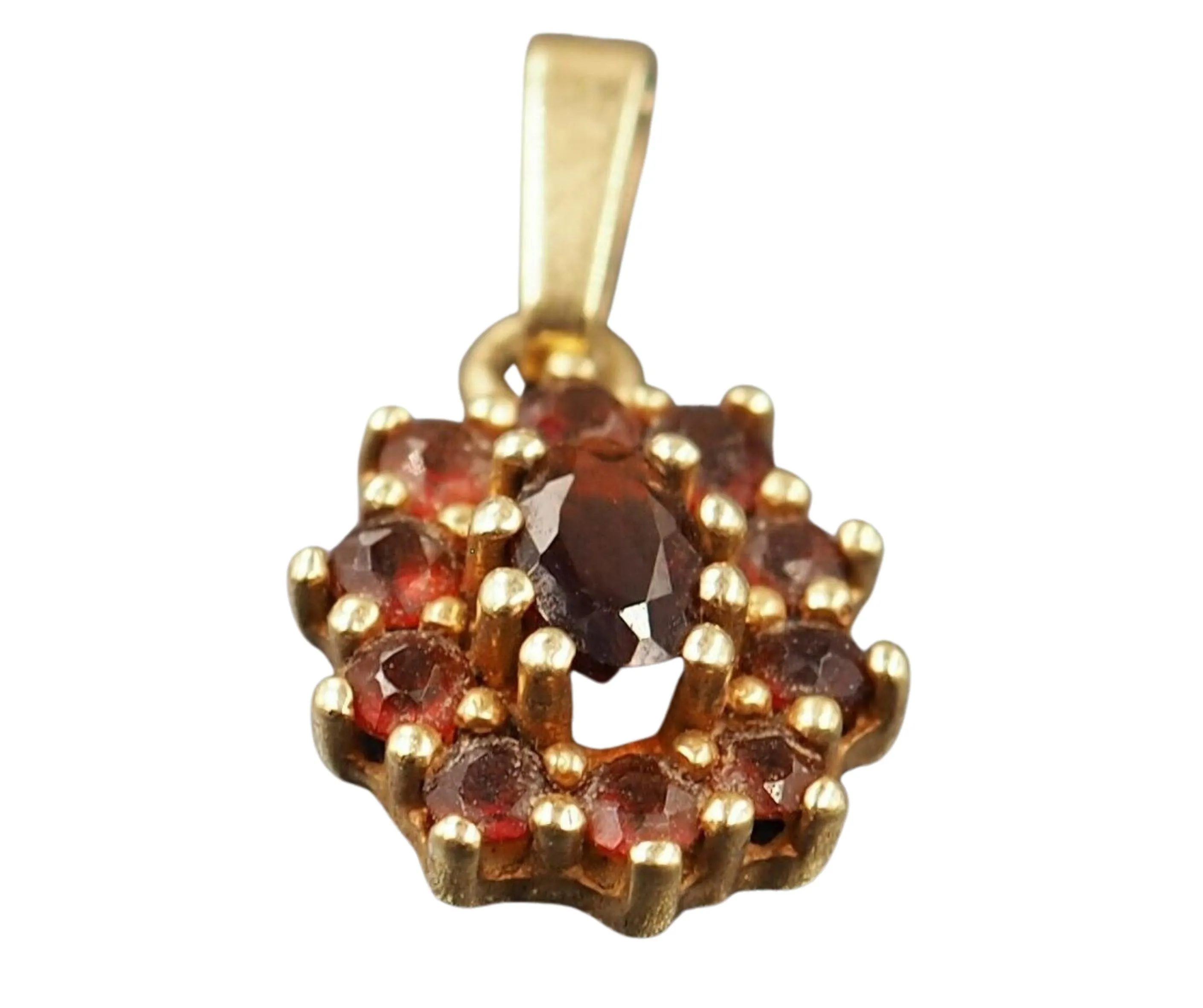 Garnet 9ct Yellow Gold Bohemian Style Pendant