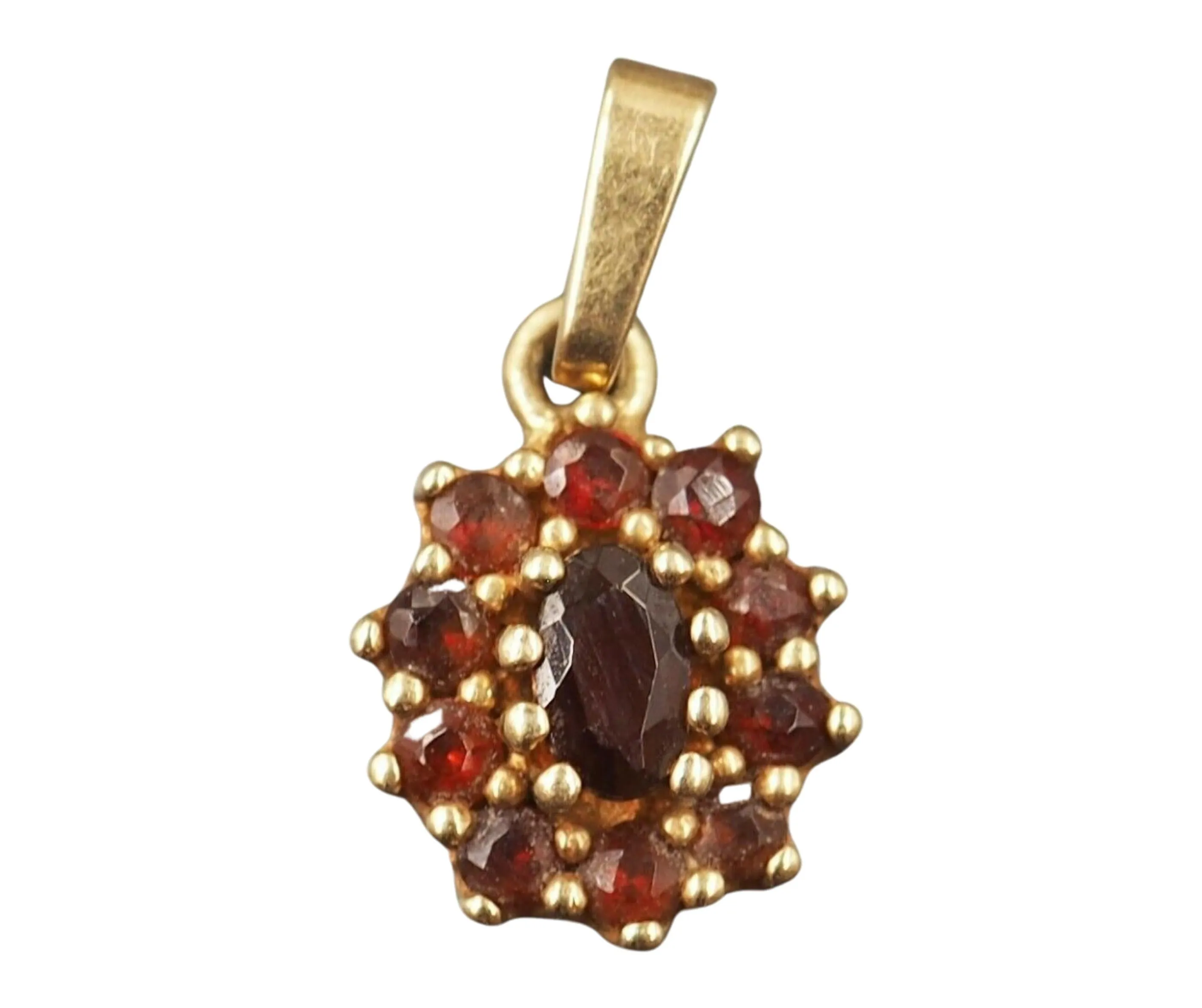 Garnet 9ct Yellow Gold Bohemian Style Pendant