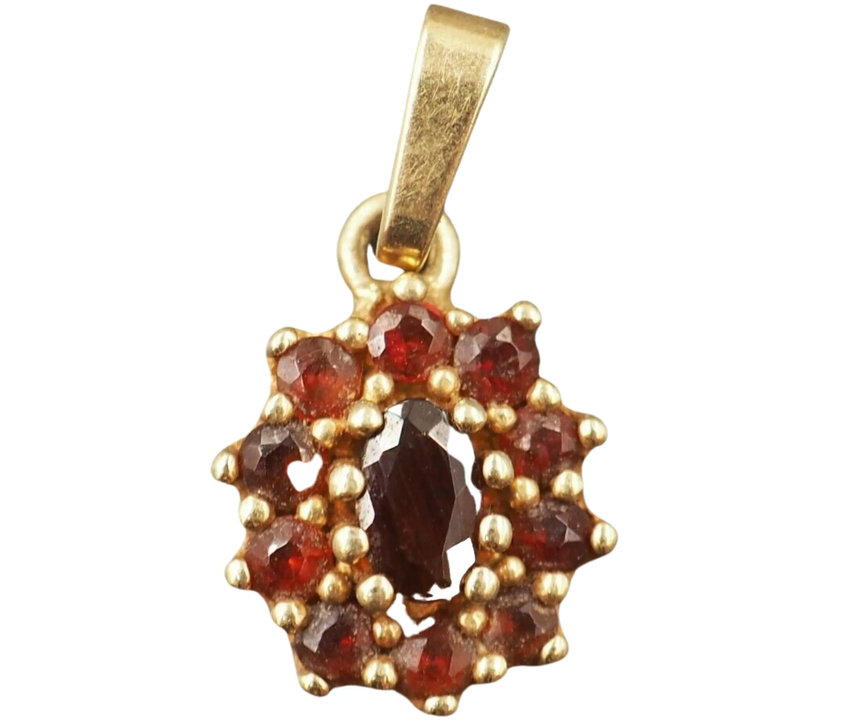 Garnet 9ct Yellow Gold Bohemian Style Pendant