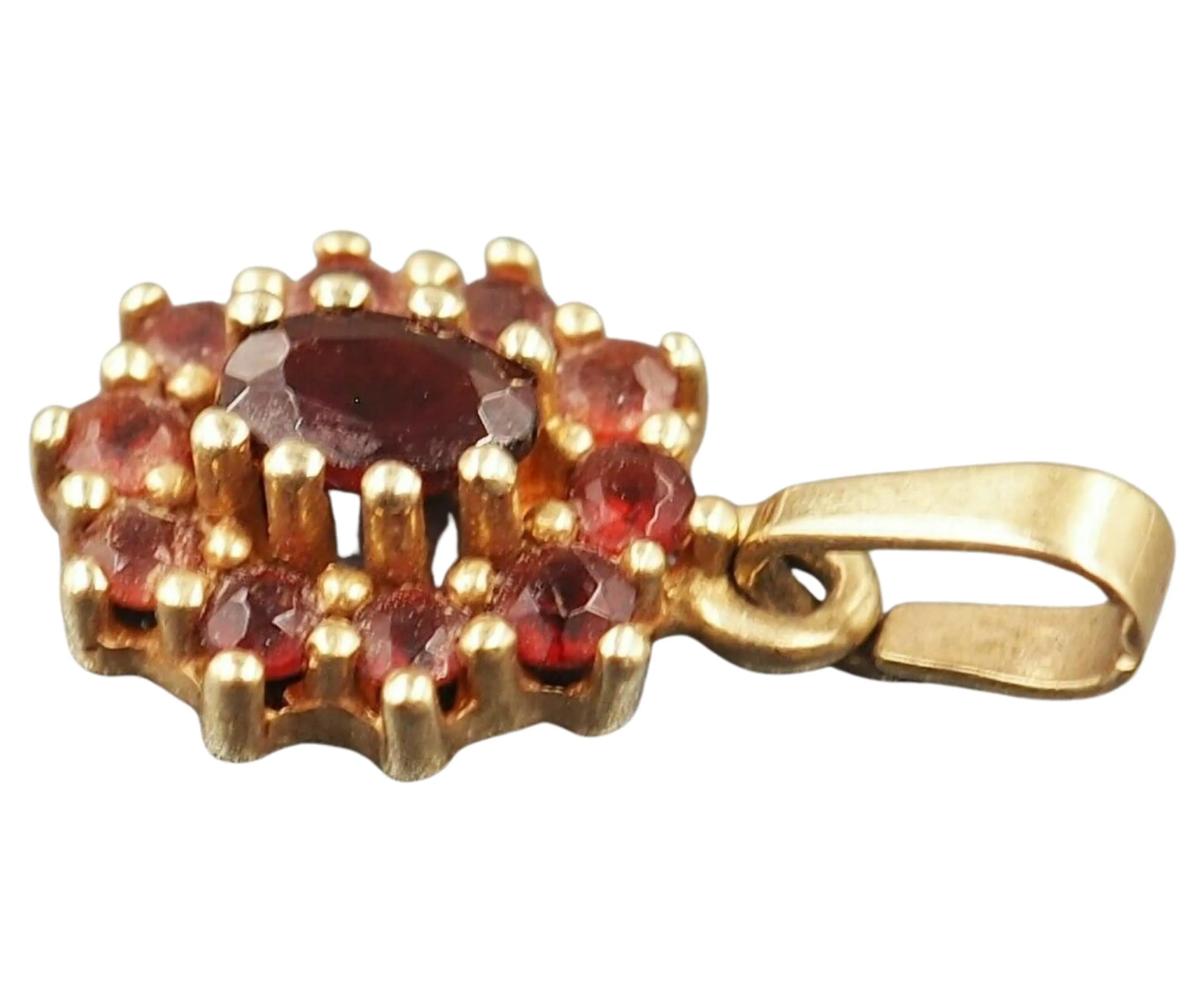 Garnet 9ct Yellow Gold Bohemian Style Pendant