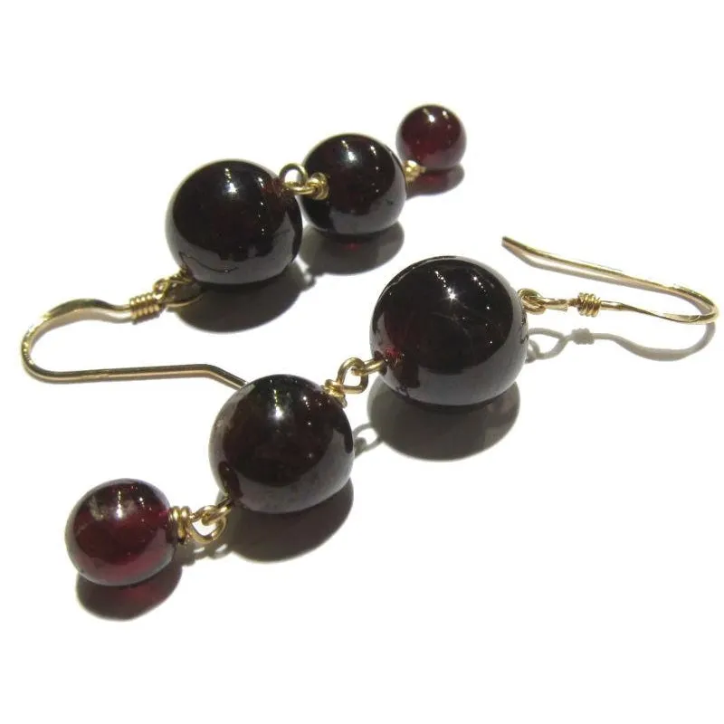 Garnet Cascading Earrings with Gold Filled Ear Wires