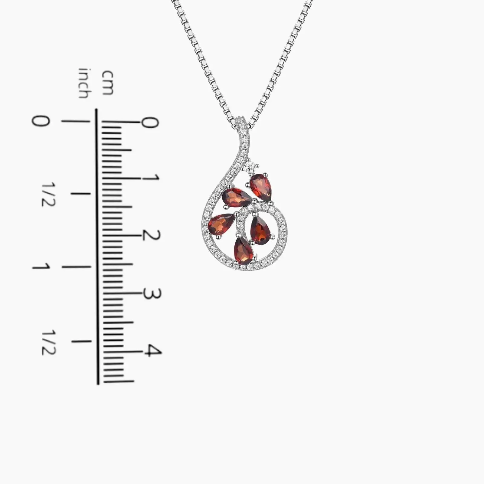 Garnet Dewdrop Necklace in Sterling Silver