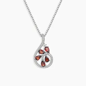 Garnet Dewdrop Necklace in Sterling Silver