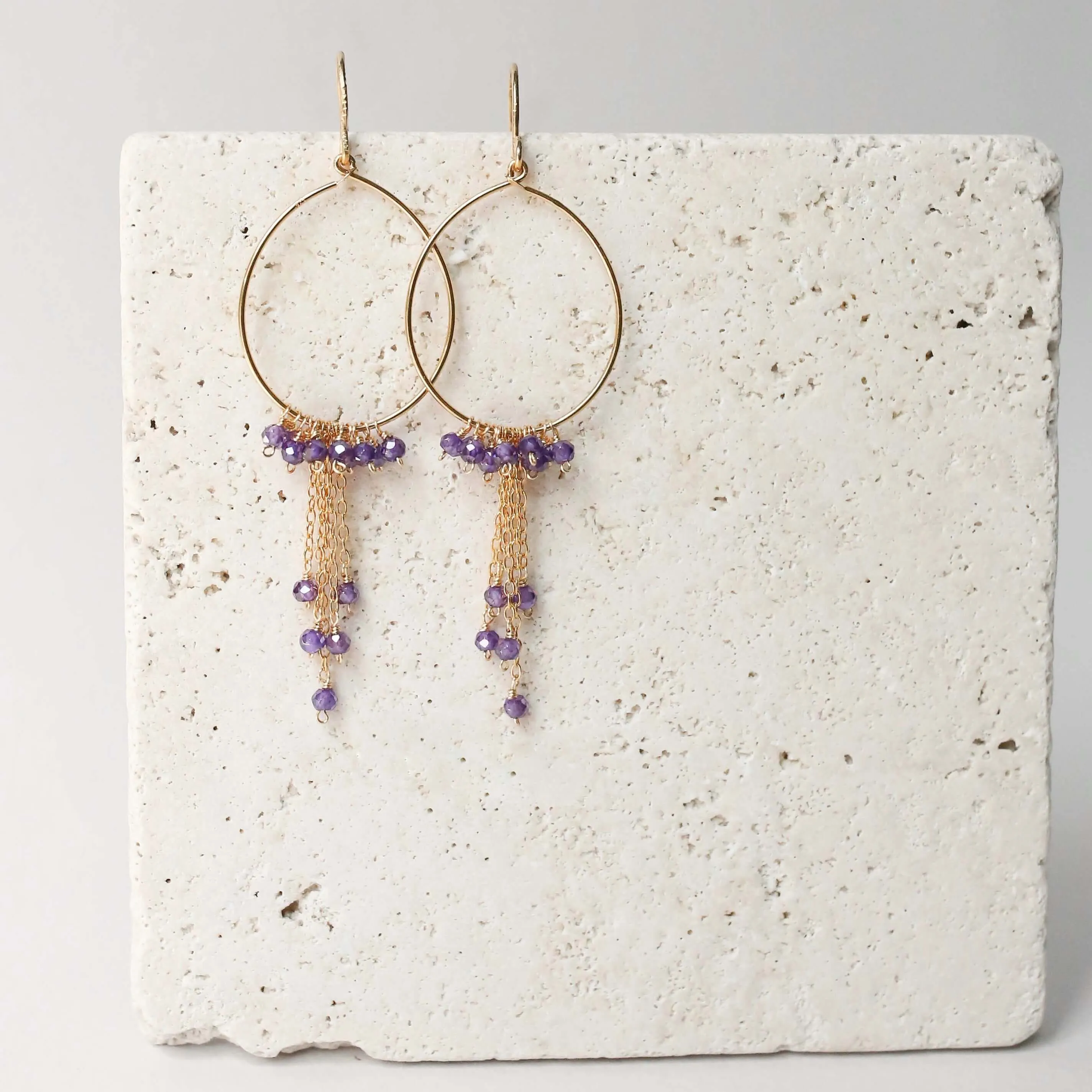 Garnet Mini Swing Hoop Earrings