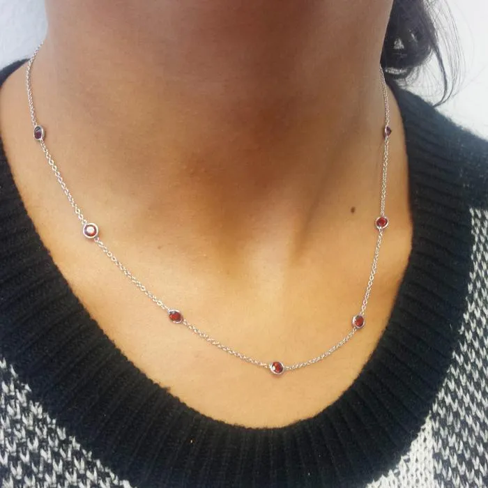 Garnet Station Necklace