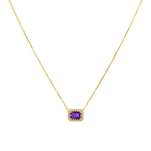 Gemstone & Diamond Halo Necklace