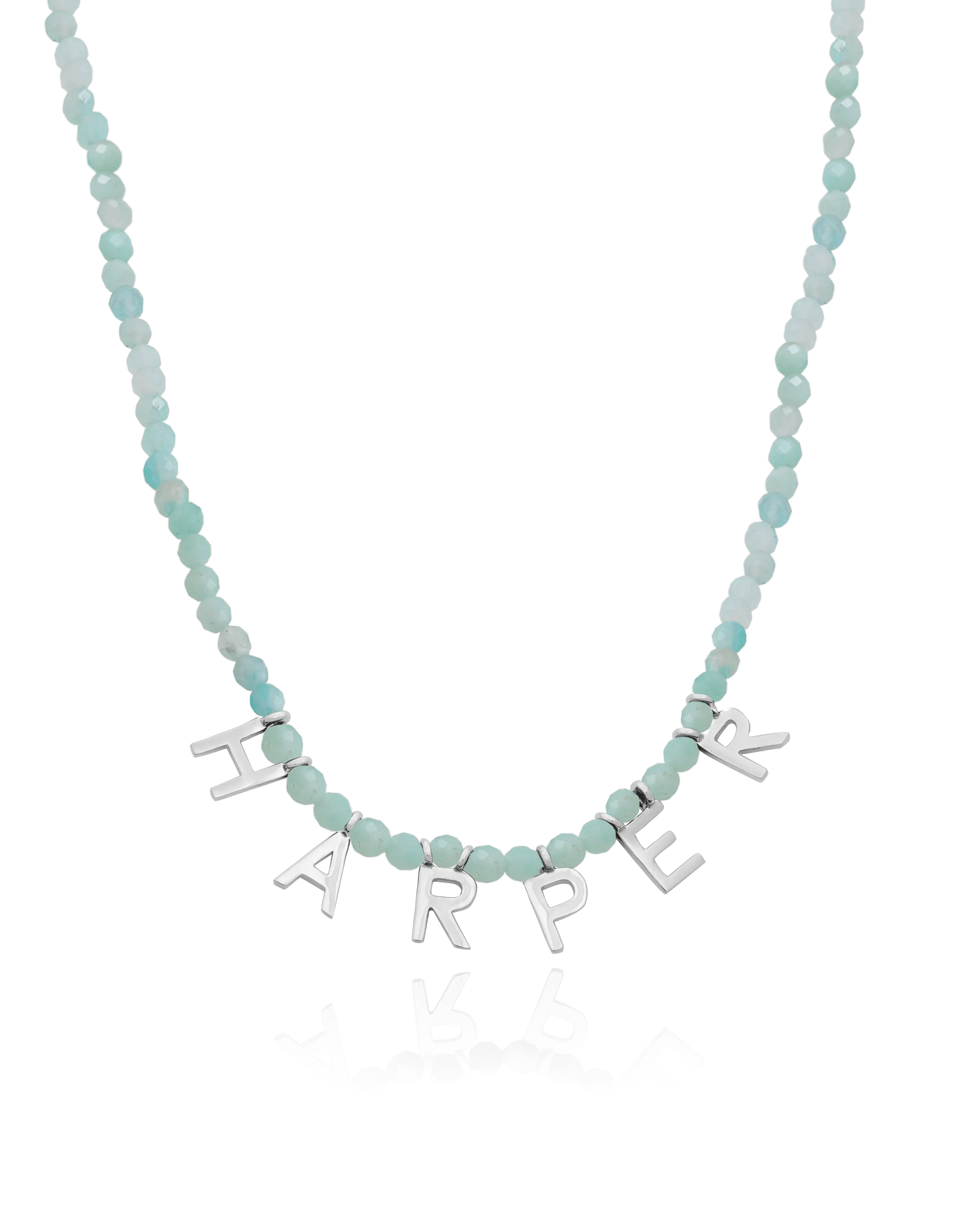 Gemstone & Initial Necklace - 925 Sterling Silver