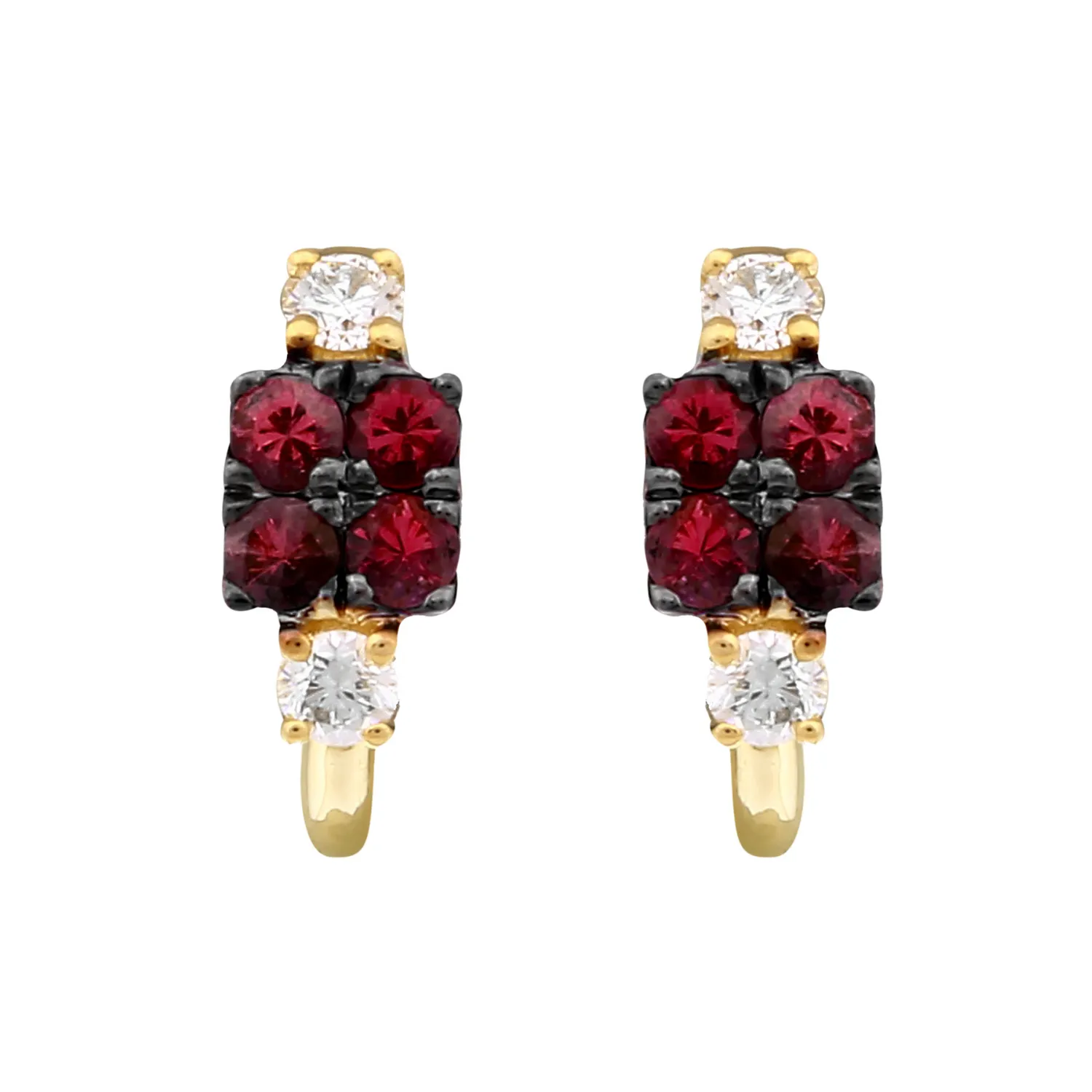 Gemstone Diamond Hoop Earrings