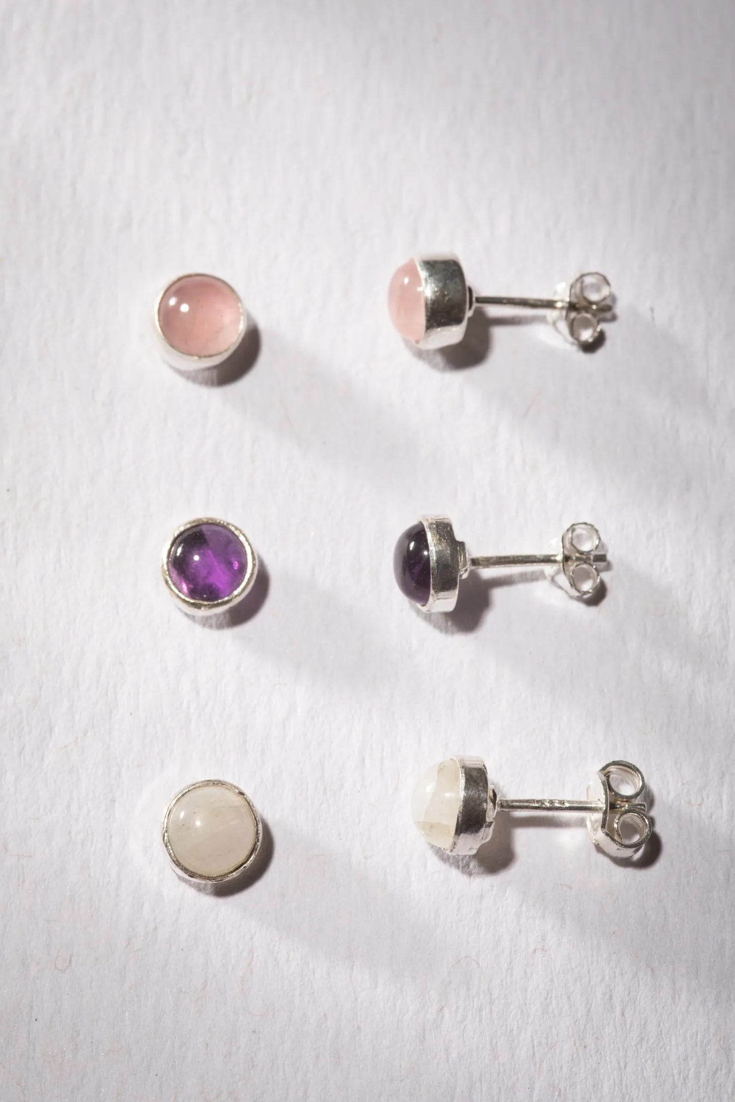 Gemstone Stud Earring Trio