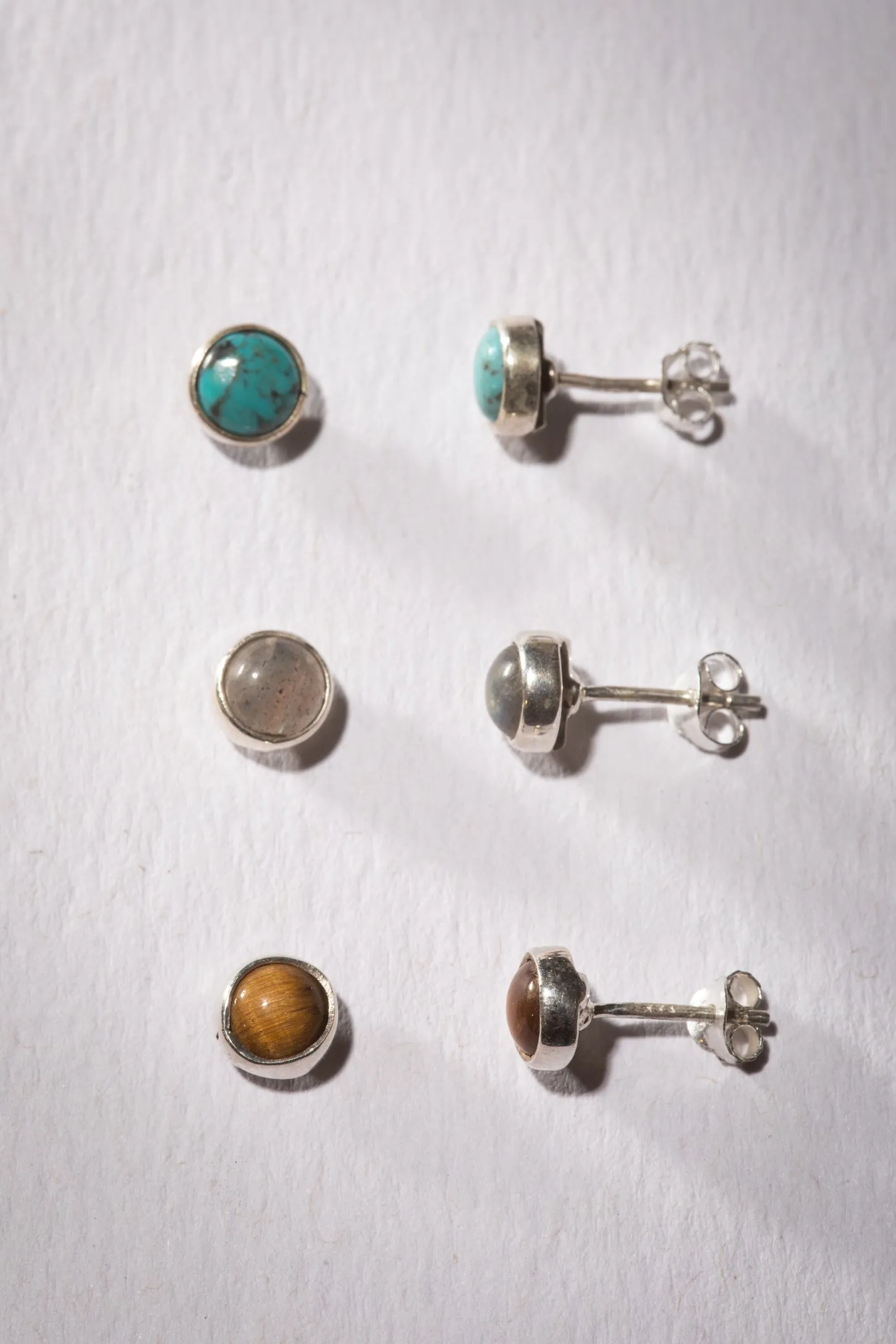 Gemstone Stud Earring Trio