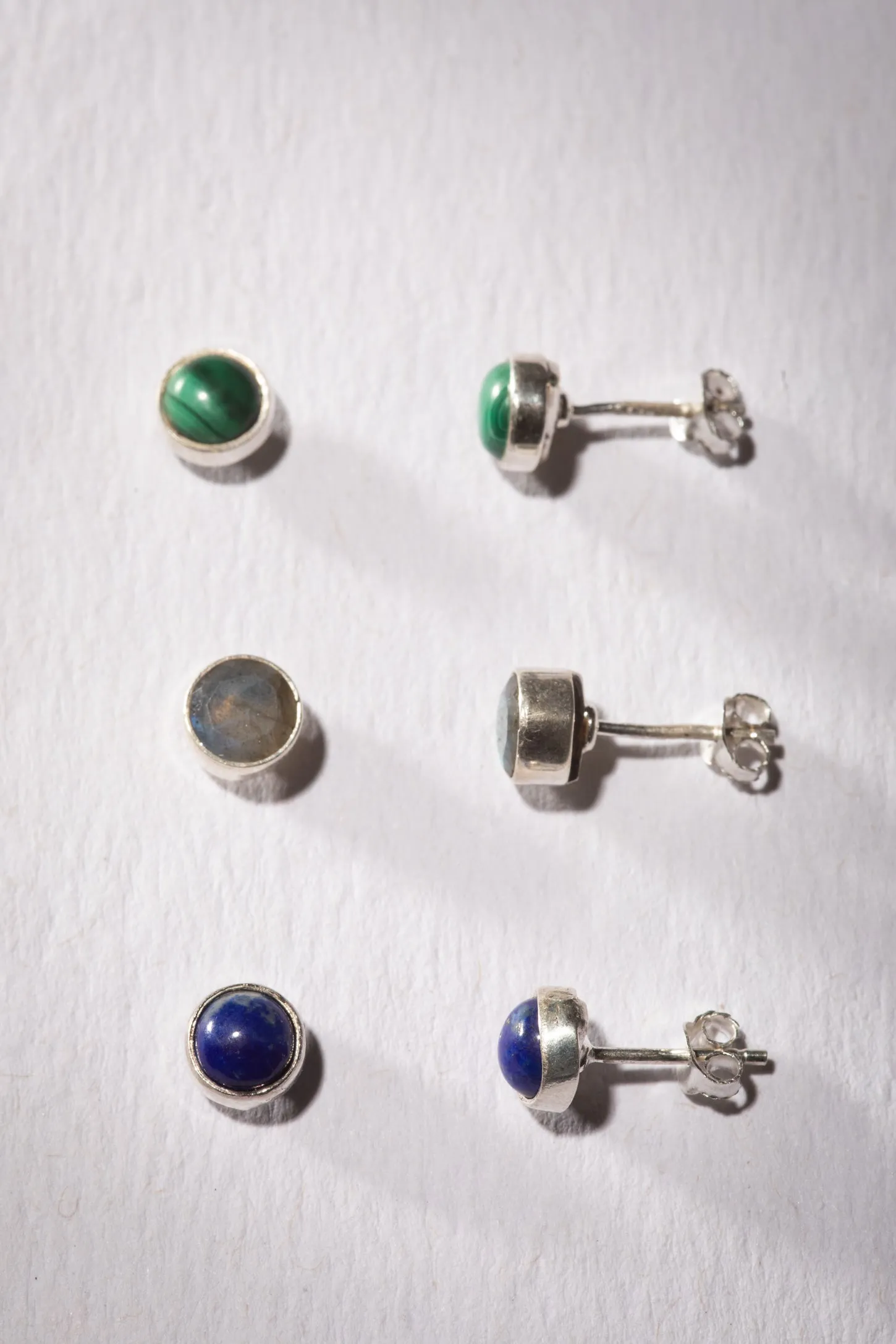 Gemstone Stud Earring Trio