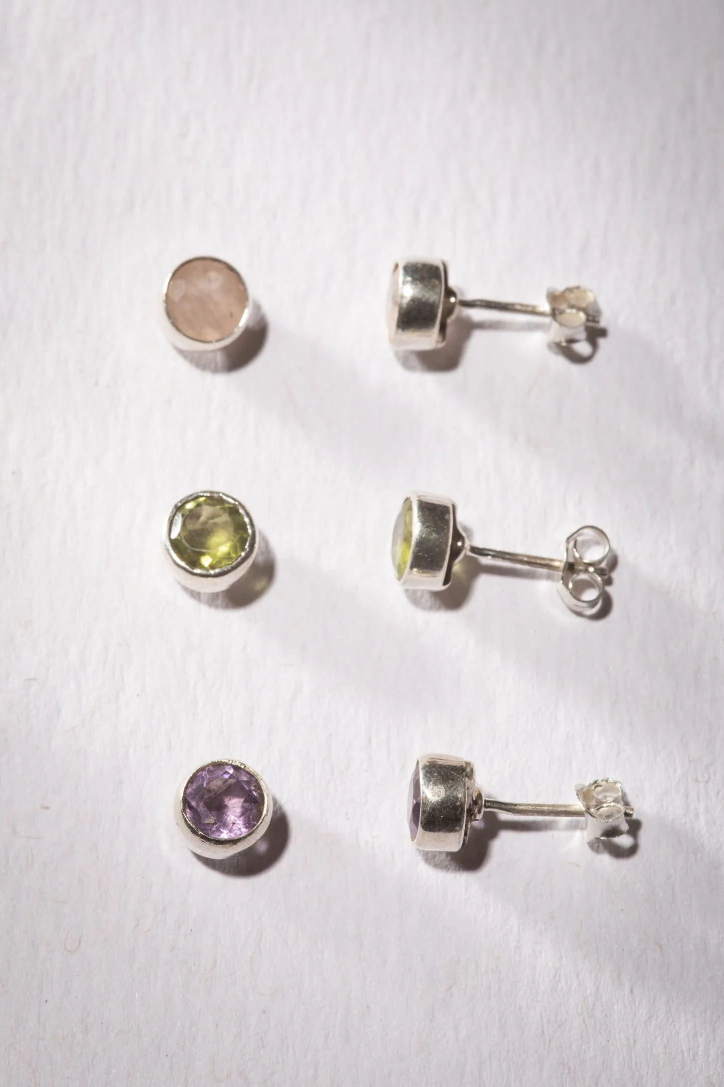 Gemstone Stud Earring Trio