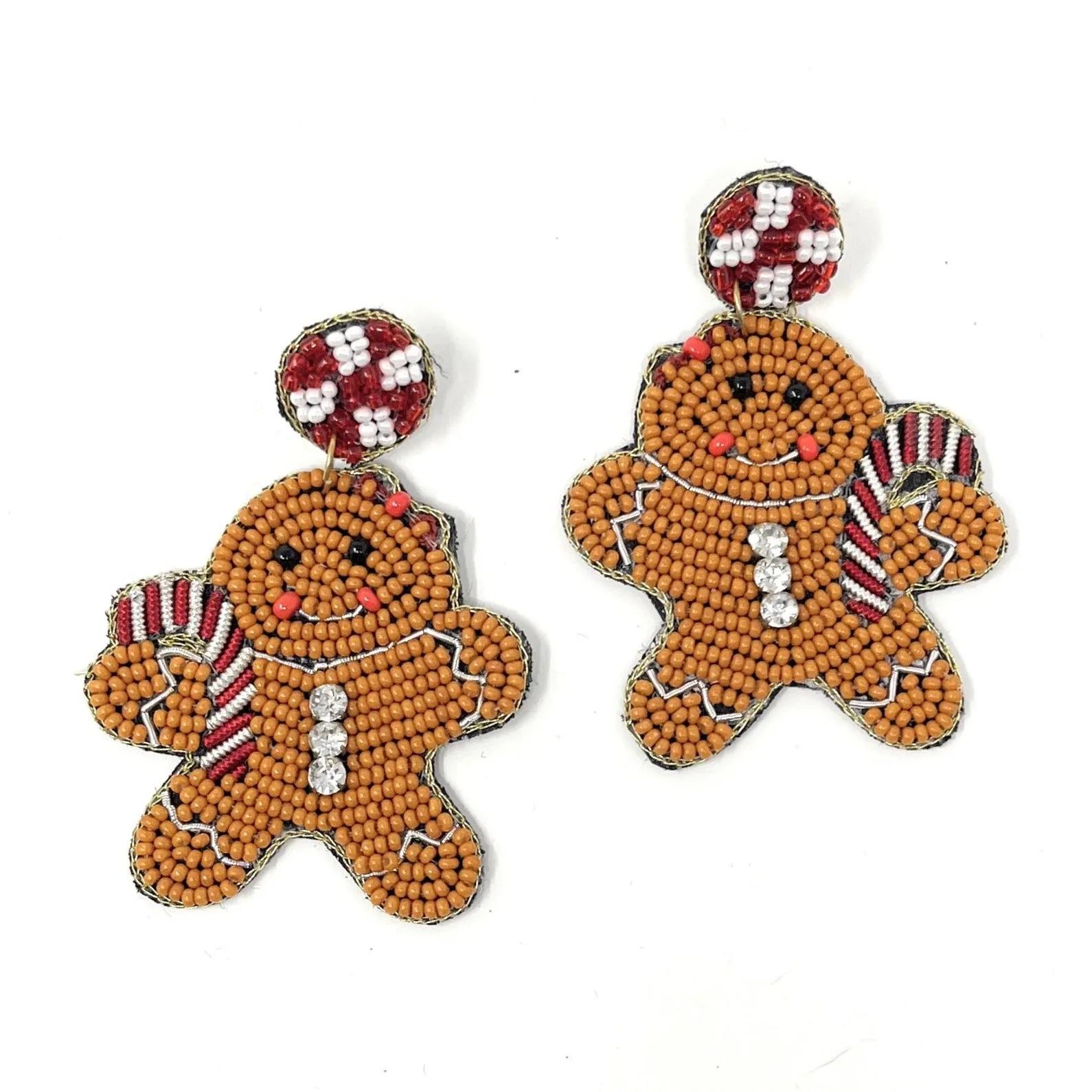 Gingerbread Man Beaded Earrings