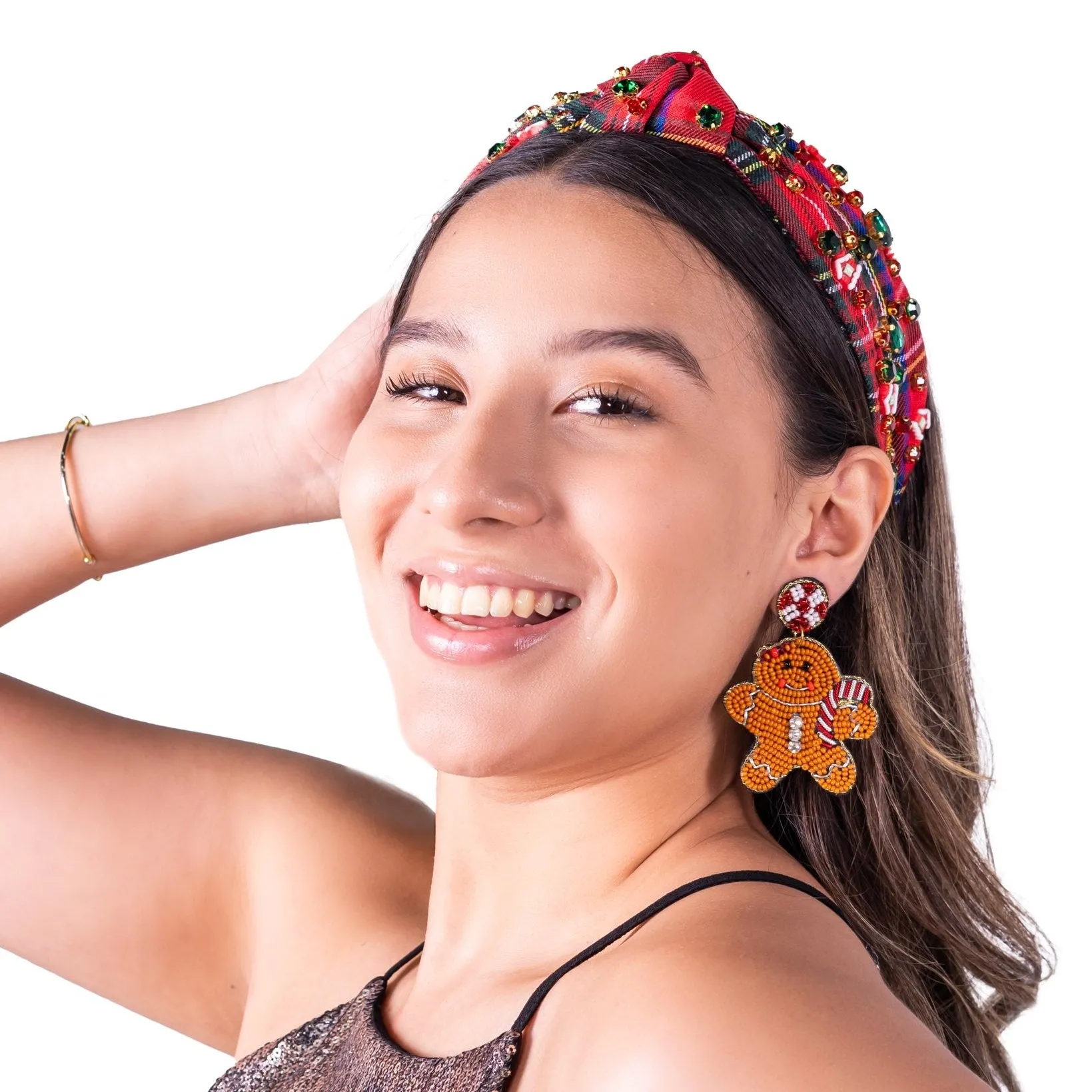 Gingerbread Man Beaded Earrings