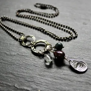 Glasgow Rose Cantrip Necklace with Agate and Garnet.