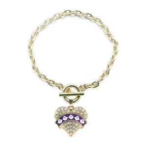 Gold Ghosts Pave Heart Charm Toggle Bracelet