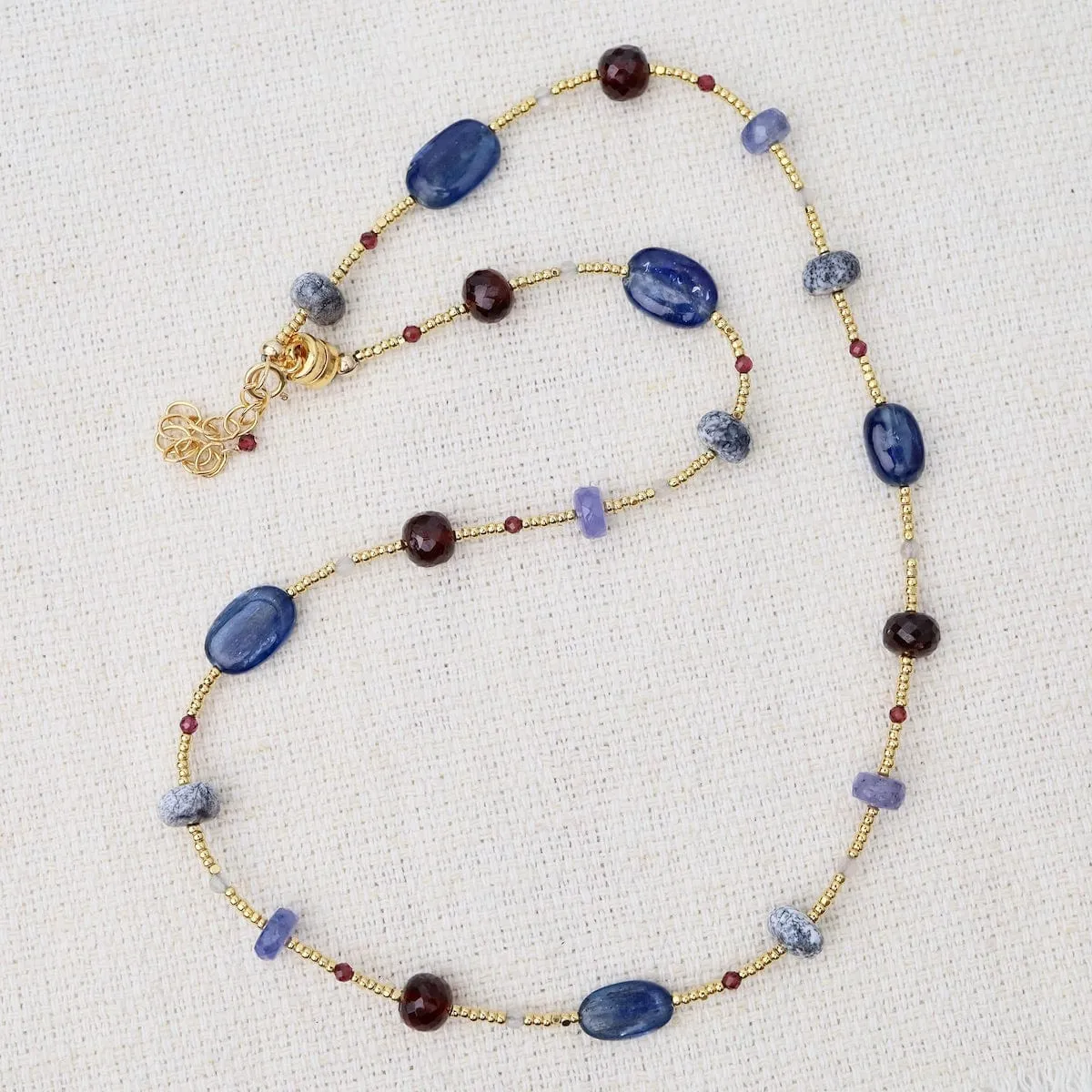 Gold Glass and Kyanite Mix Necklace