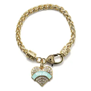 Gold Mint Big Sister Pave Heart Charm Braided Bracelet