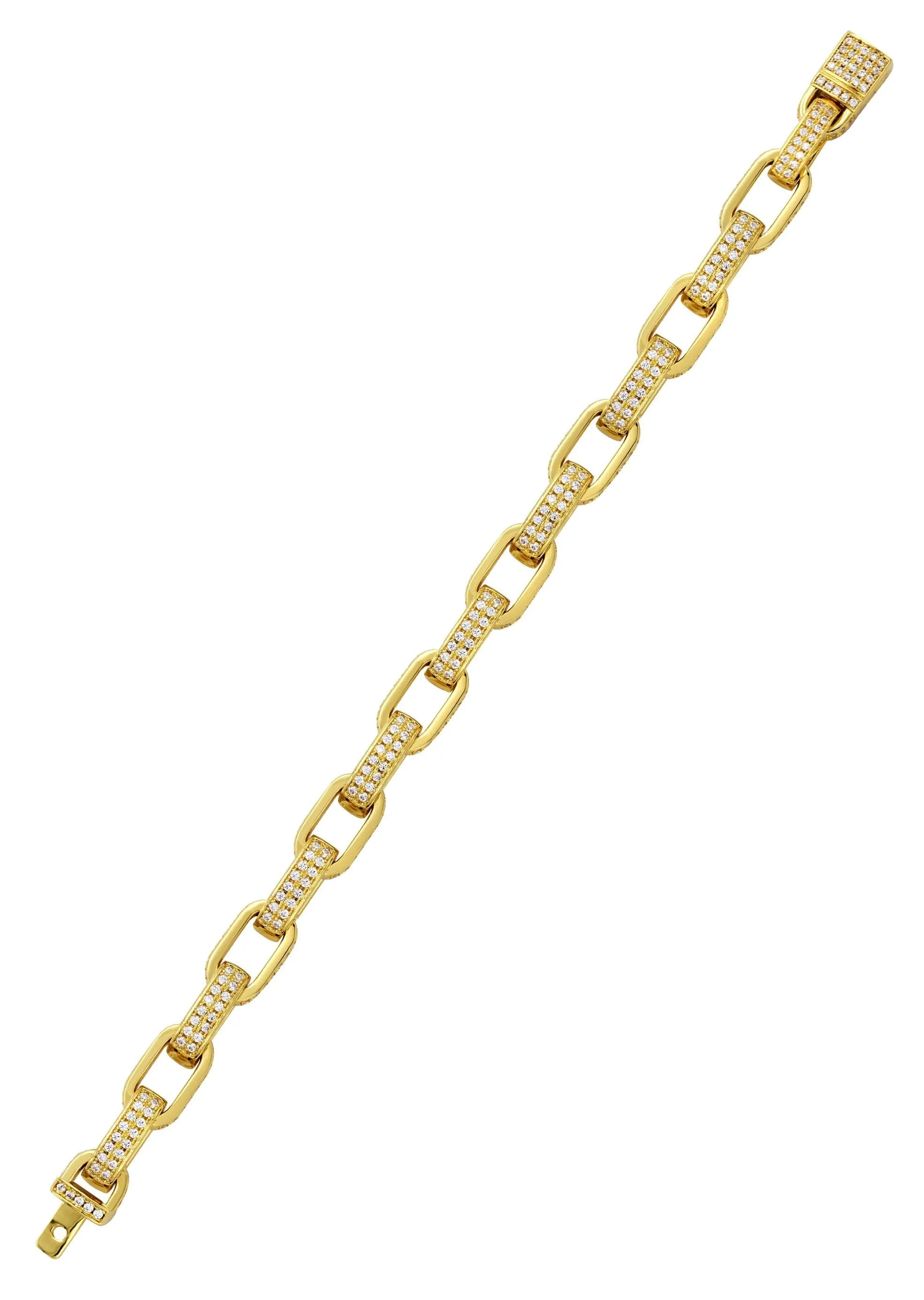 Gold Plated Iced Out Hermes Bracelet