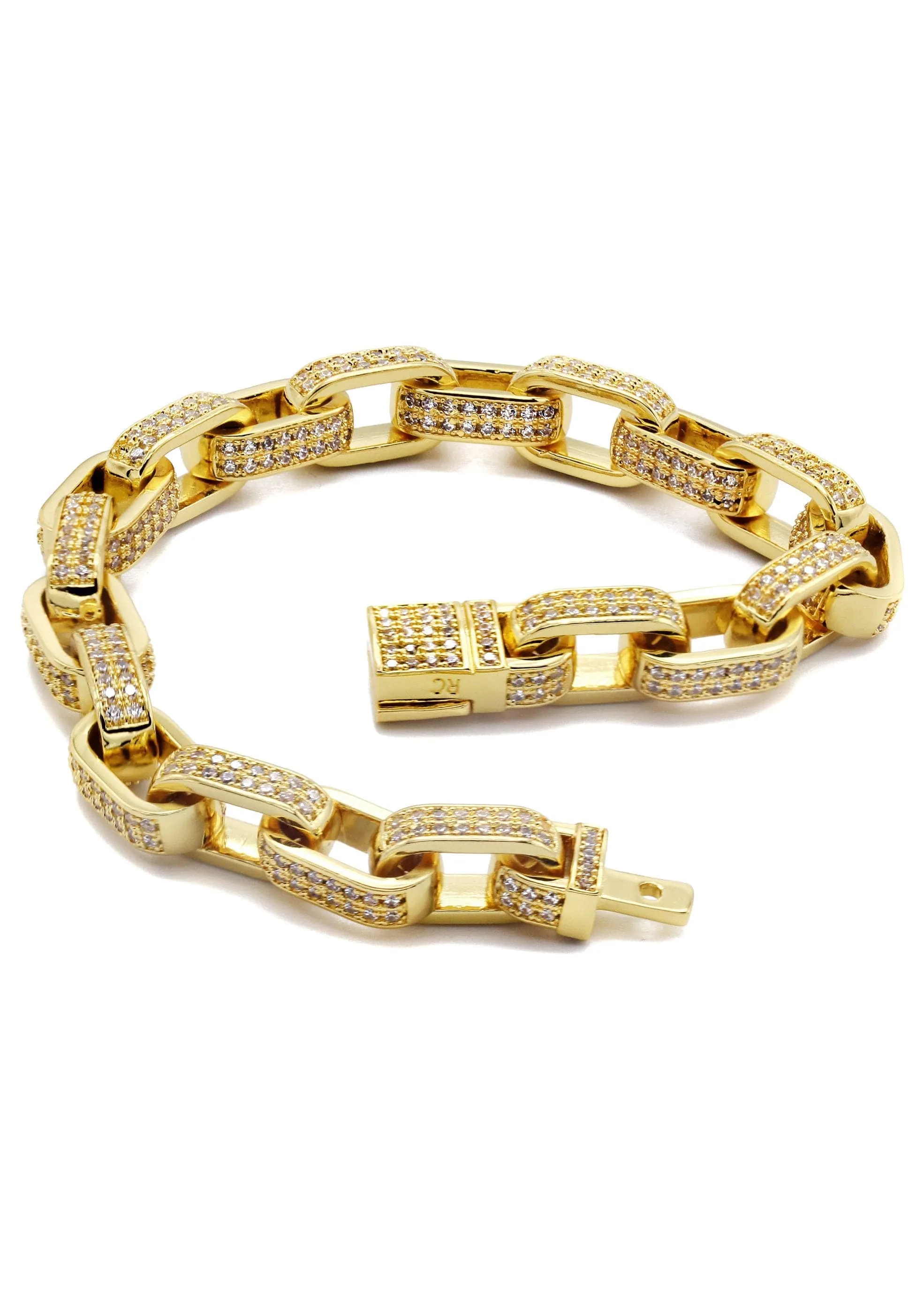 Gold Plated Iced Out Hermes Bracelet