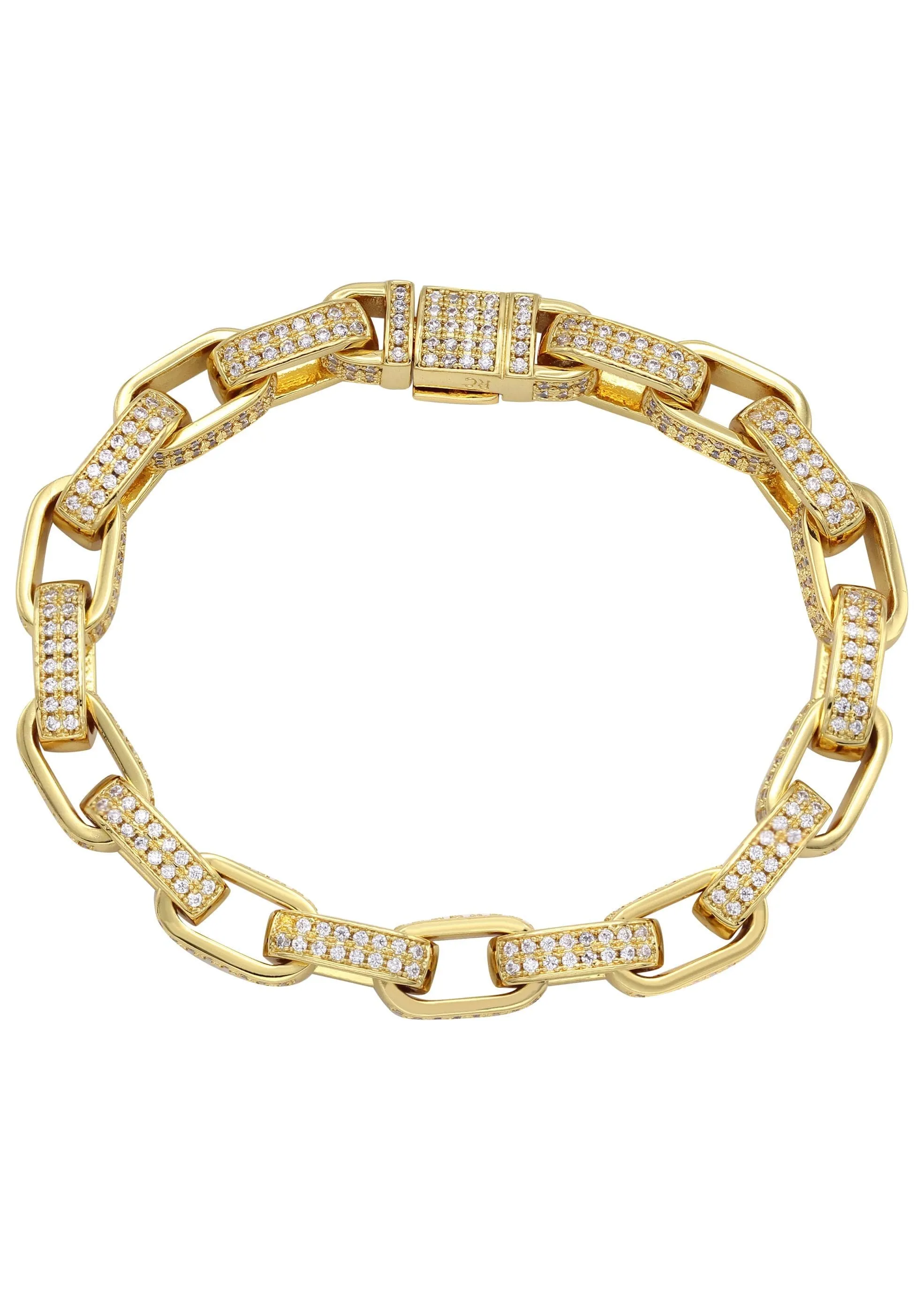 Gold Plated Iced Out Hermes Bracelet